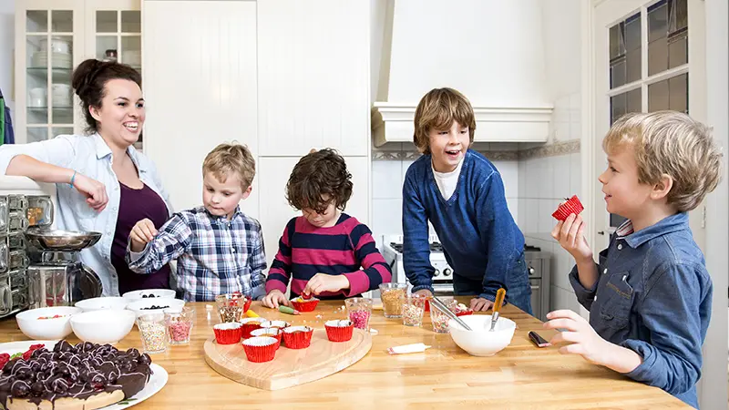 Family baking together
