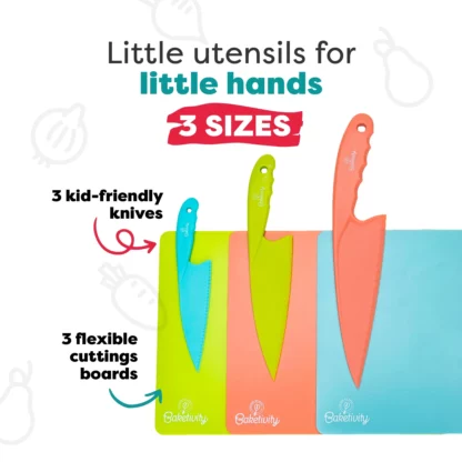 6 Piece Kids Cutting Board and Knife Set