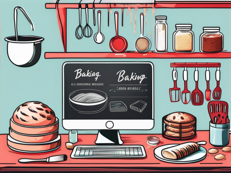 A well-organized kitchen counter filled with various baking tools and ingredients