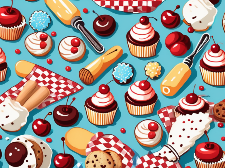 A delightful pattern of desserts and sweets. Perfect for kids to mix, bake, and create fun baking activities!